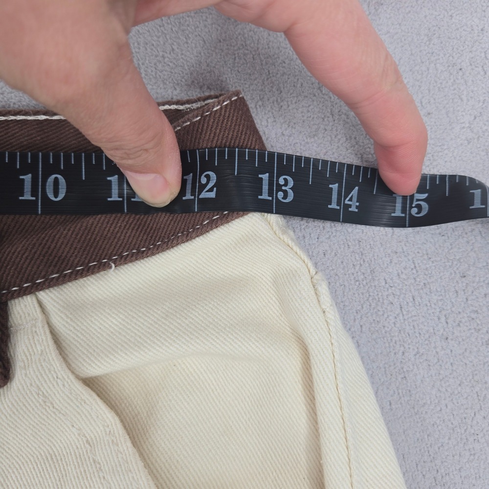 PacSun Womens 27 Patchwork Carpenter Pants Brown Tan Cream Utility Straight Leg - Picture 7 of 13